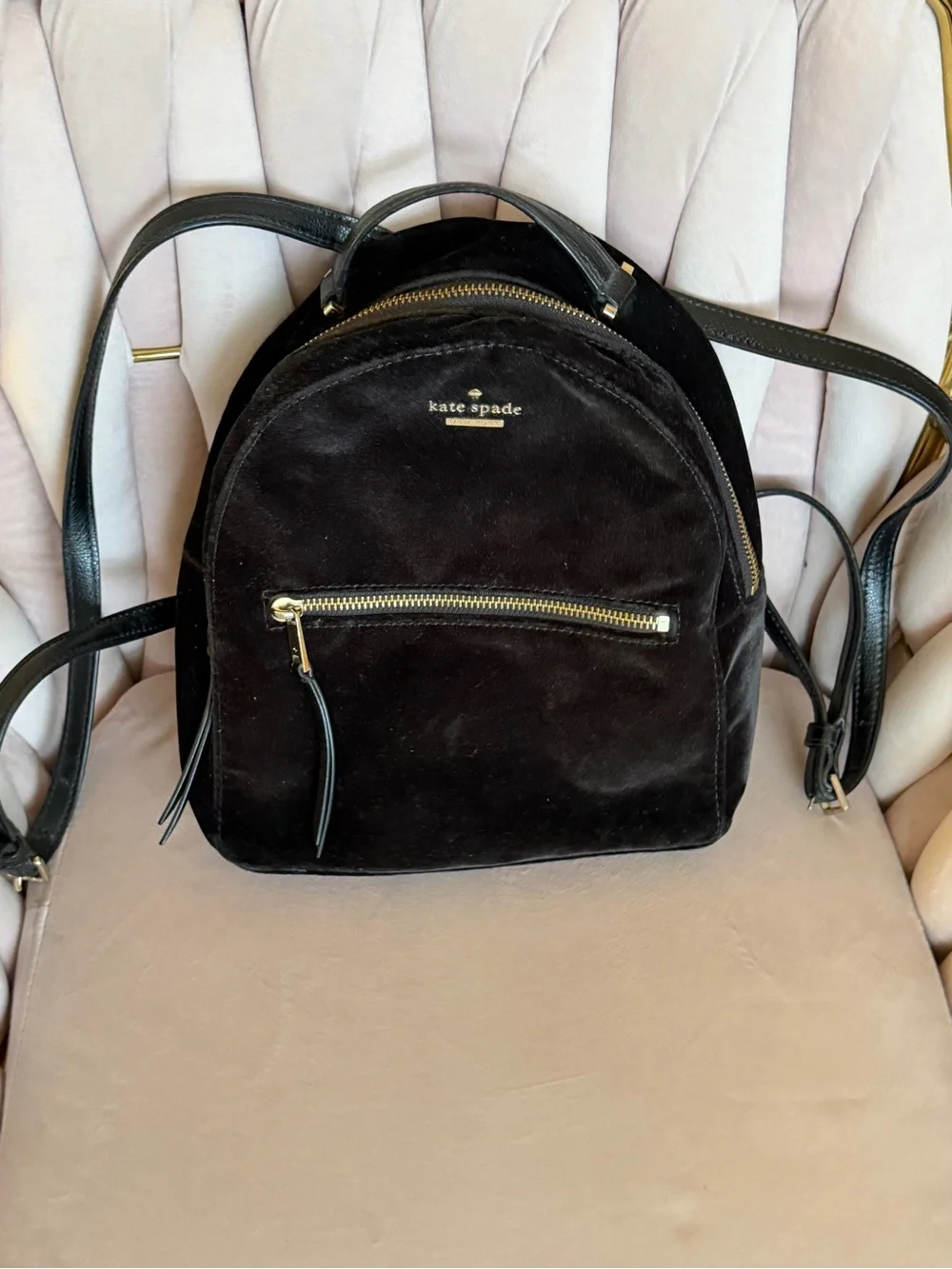 kate spade New York Black Velvet Small Backpack